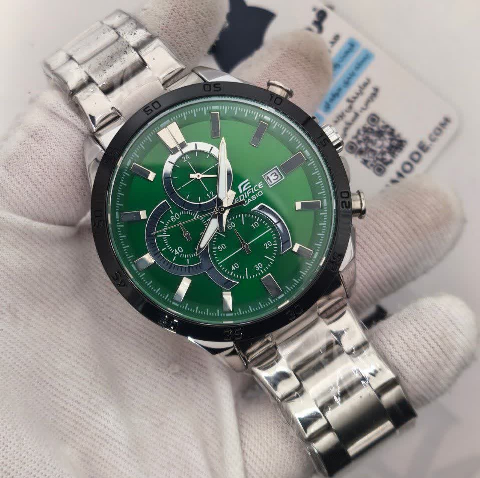 ساعت مچی مردانه کاسیو ادیفایس سه زمانه CASIO EDIFICE صفحه سبز + جعبه