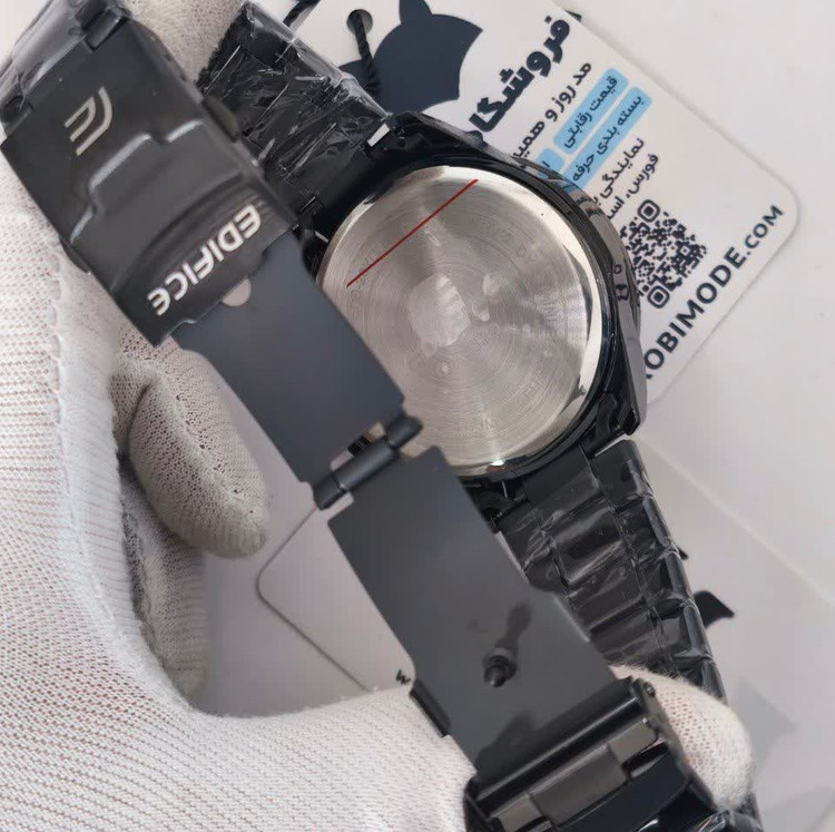 ساعت مچی مردانه کاسیو ادیفایس سه زمانه CASIO EDIFICE فول بلک+ جعبه