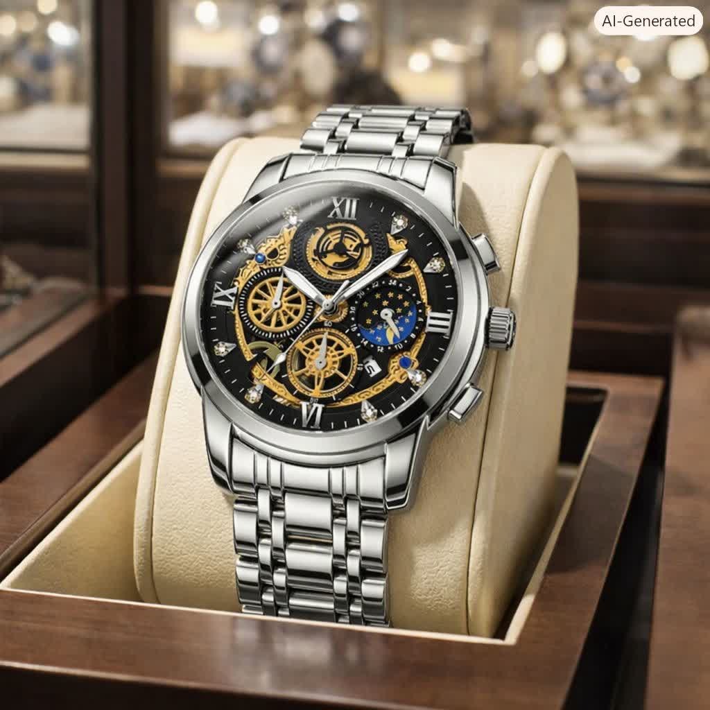 ساعت مچی مردانه بین باند BIN BOND اورجینال مدل HX4010 نقره ای مشکی