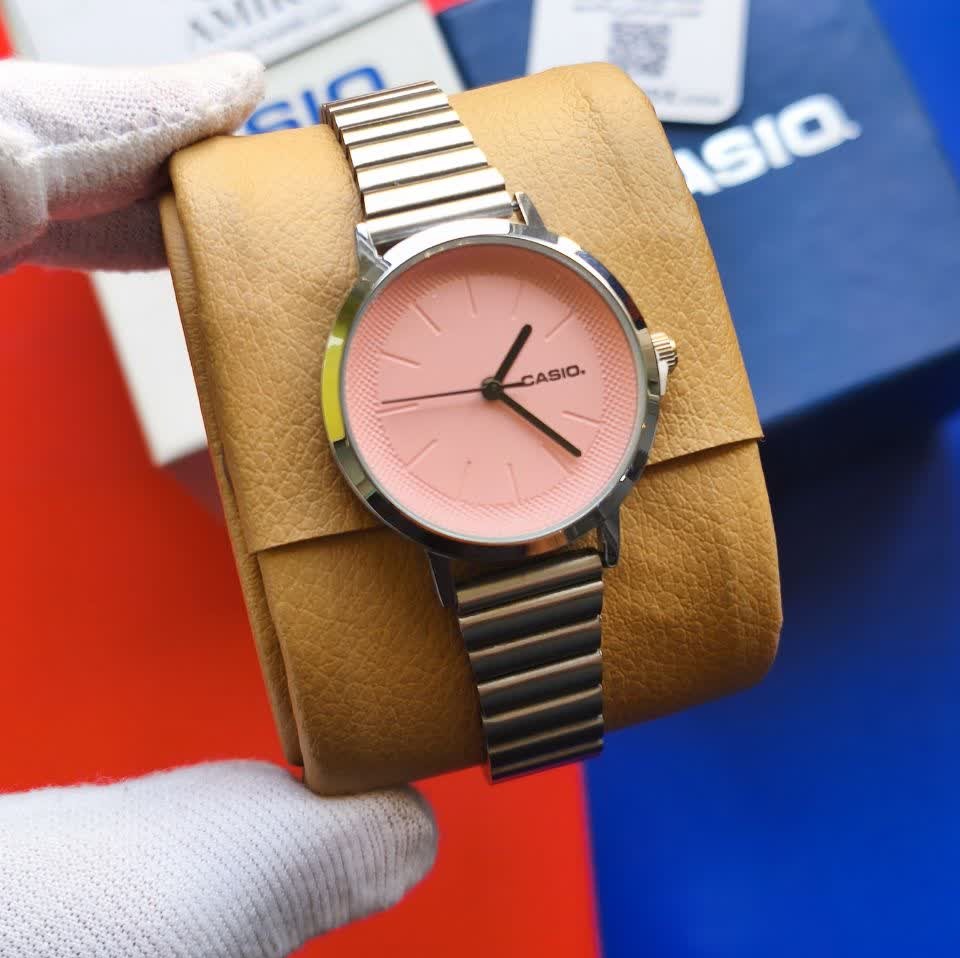 ساعت مچی زنانه کاسیو CASIO ژاپنی نقره ای صورتی مدل c5 + جعبه