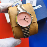 ساعت مچی زنانه کاسیو CASIO ژاپنی نقره ای صورتی مدل c5 + جعبه