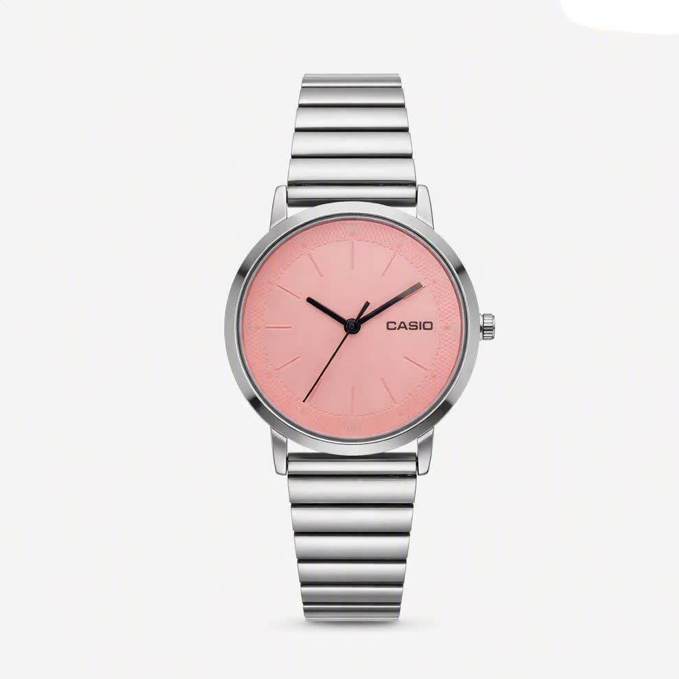 ساعت مچی زنانه کاسیو CASIO ژاپنی نقره ای صورتی مدل c5 + جعبه