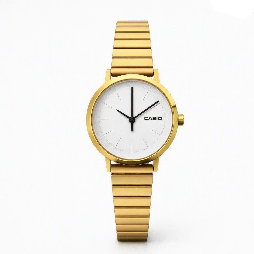 ساعت مچی زنانه کاسیو CASIO ژاپنی طلایی سفید مدل c4 + جعبه