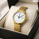 ساعت مچی زنانه کاسیو CASIO ژاپنی طلایی سفید مدل c4 + جعبه