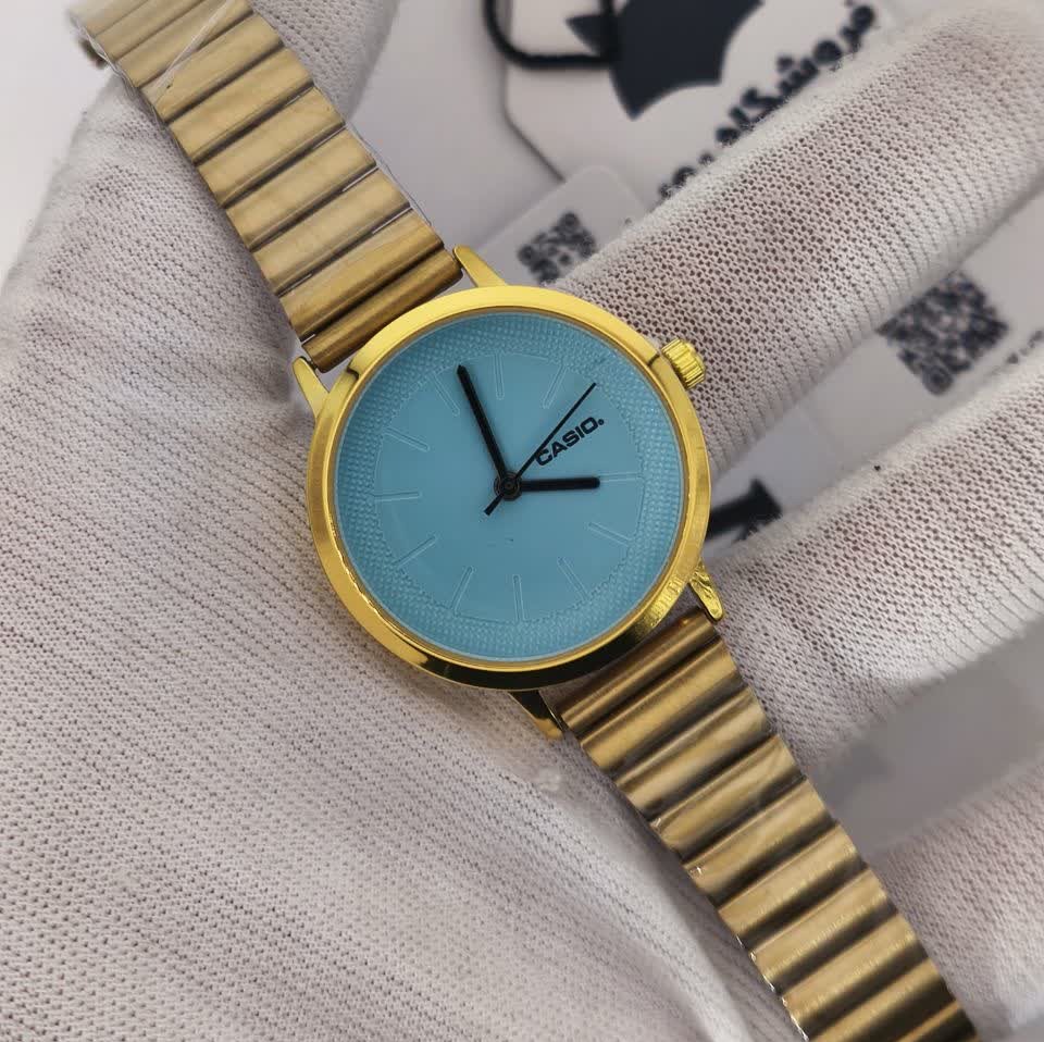 ساعت مچی زنانه کاسیو CASIO ژاپنی طلایی فیروزه ای مدل c2 + جعبه