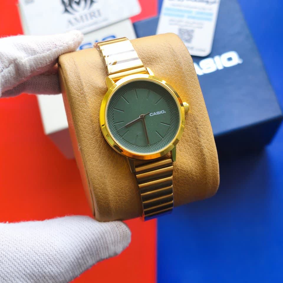ساعت مچی زنانه کاسیو CASIO ژاپنی طلایی سبز مدل c6 + جعبه