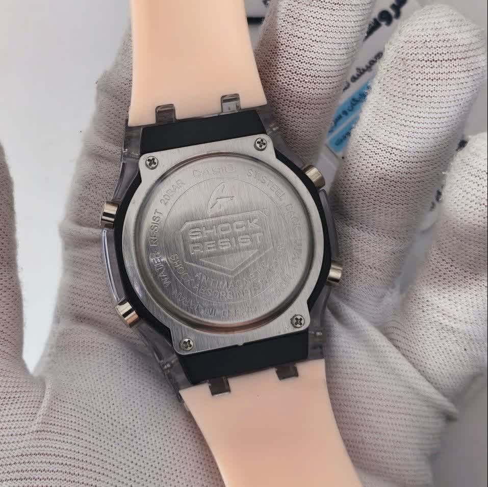 ساعت مچی عقربه ای و دیجیتال زنانه کاسیو جیشاک CASIO G-SHOCK موتور ژاپن کرمی + جعبه