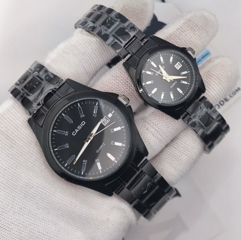 ست ساعت مچی زنانه و مردانه کاسیو CASIO فول بلک کدc35 + جعبه