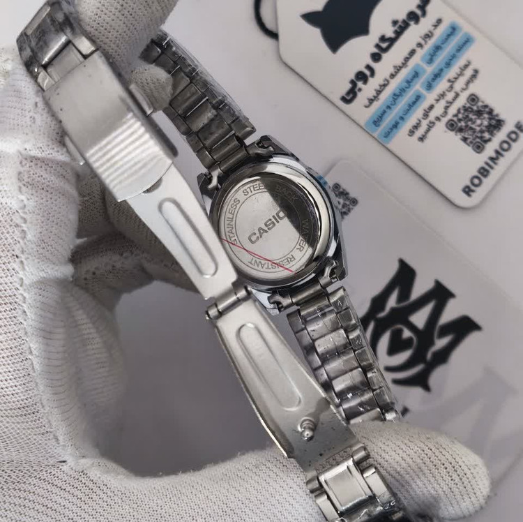 ساعت مچی زنانه کاسیو CASIO موتور ژاپن نقره ای سرمه ای کد470 + جعبه
