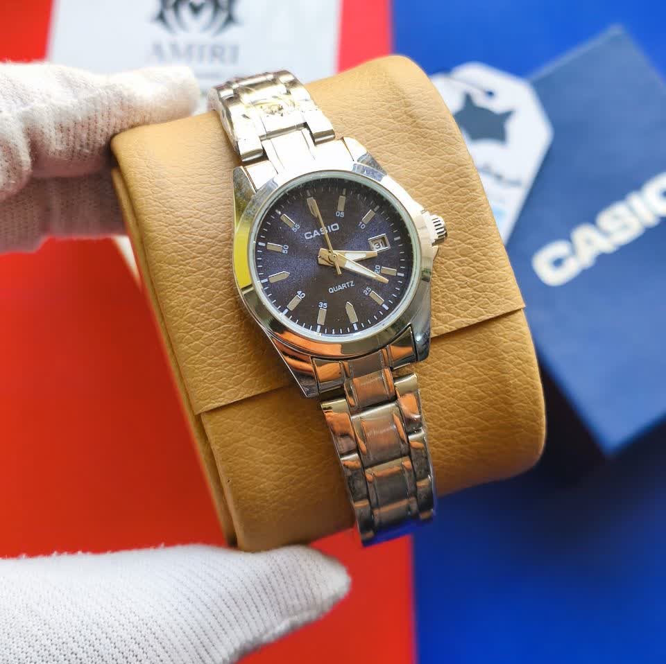 ساعت مچی زنانه کاسیو CASIO موتور ژاپن نقره ای سرمه ای کد470 + جعبه
