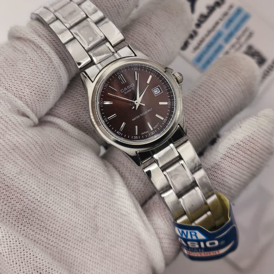 ساعت مچی زنانه کاسیو CASIO موتور ژاپن نقره ای جگری کد467 + جعبه