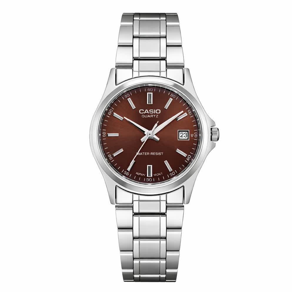 ساعت مچی زنانه کاسیو CASIO موتور ژاپن نقره ای جگری کد467 + جعبه