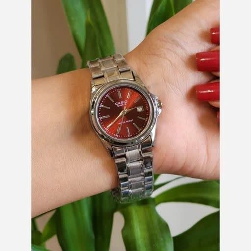 ساعت مچی زنانه کاسیو CASIO موتور ژاپن نقره ای جگری کد467 + جعبه