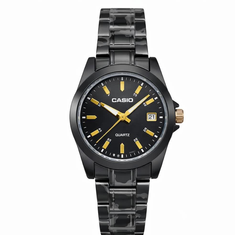 ساعت مچی زنانه کاسیو CASIO موتور ژاپن فول مشکی کد466 + جعبه