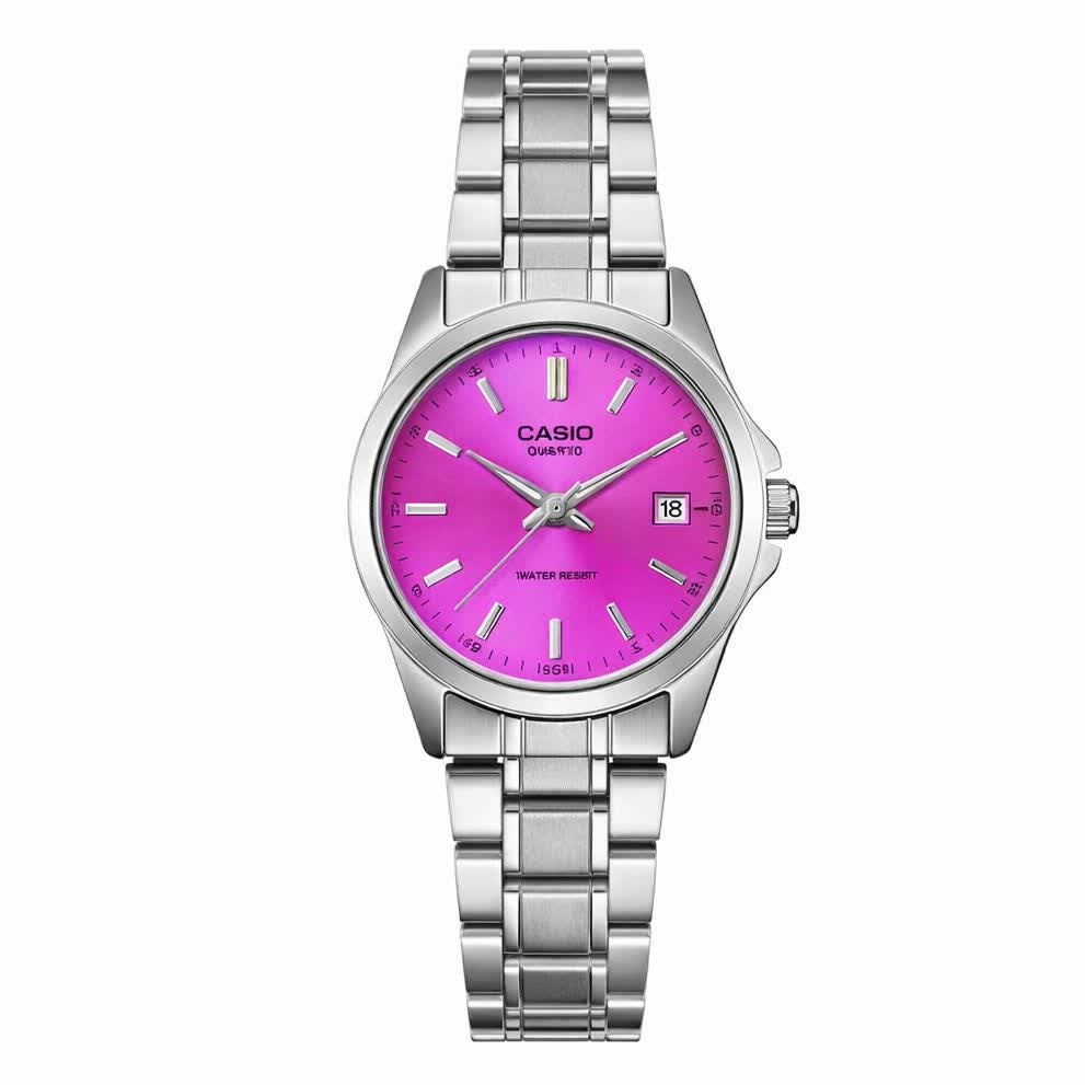 ساعت مچی زنانه کاسیو CASIO موتور ژاپن نقره ای صورتی کد475 + جعبه