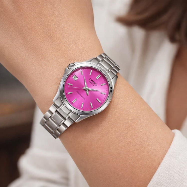 ساعت مچی زنانه کاسیو CASIO موتور ژاپن نقره ای صورتی کد475 + جعبه