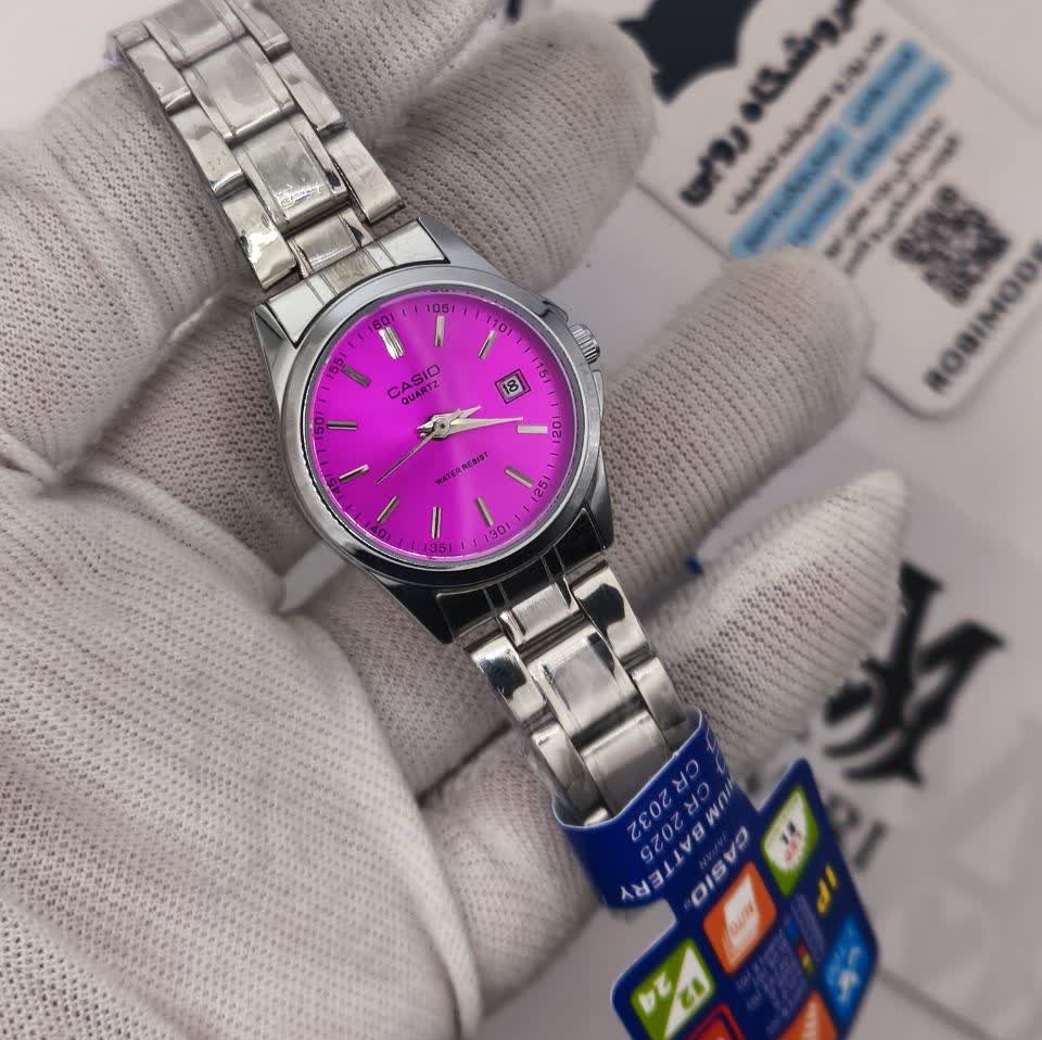 ساعت مچی زنانه کاسیو CASIO موتور ژاپن نقره ای صورتی کد475 + جعبه