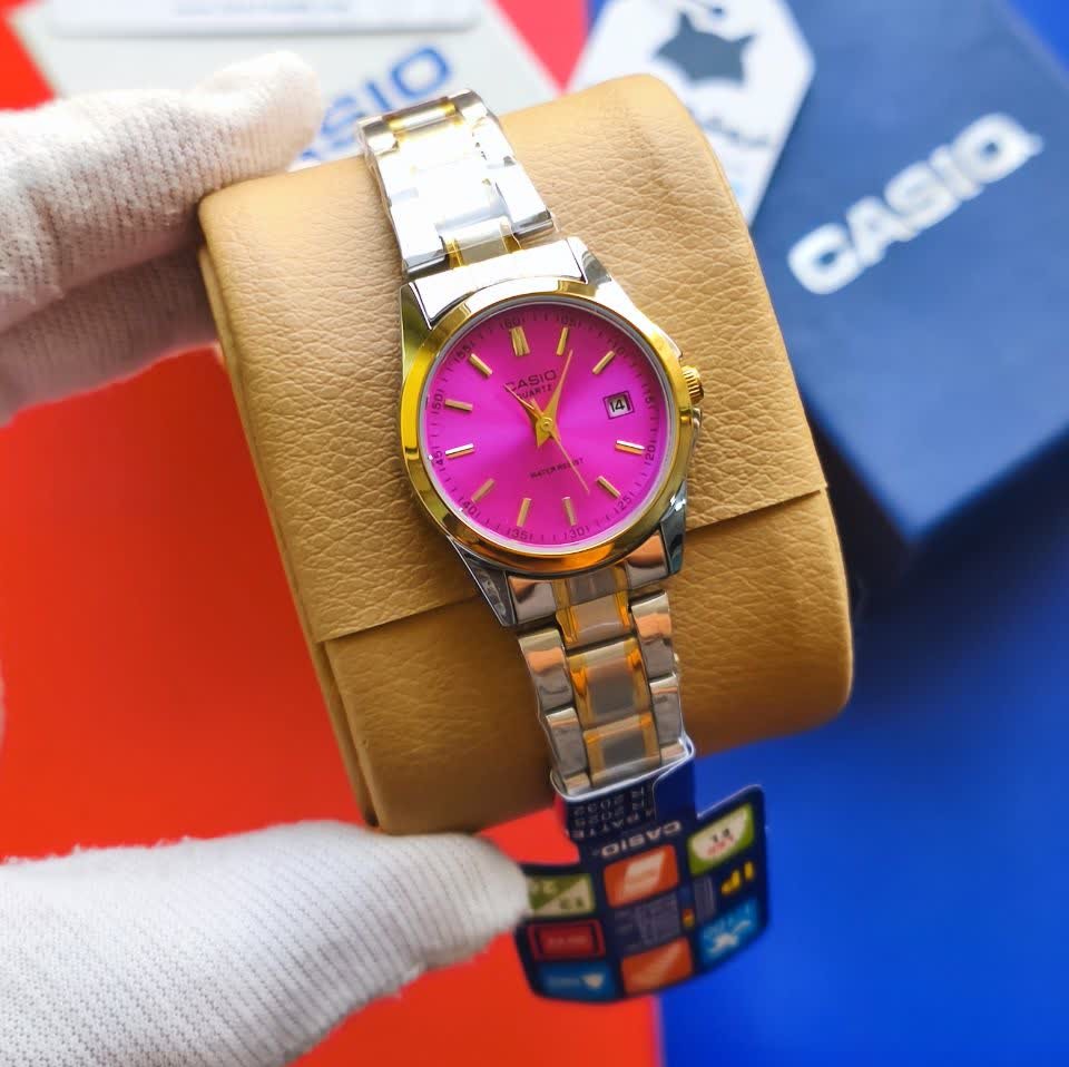 ساعت مچی زنانه کاسیو CASIO موتور ژاپن نقره ای صورتی کد464 + جعبه