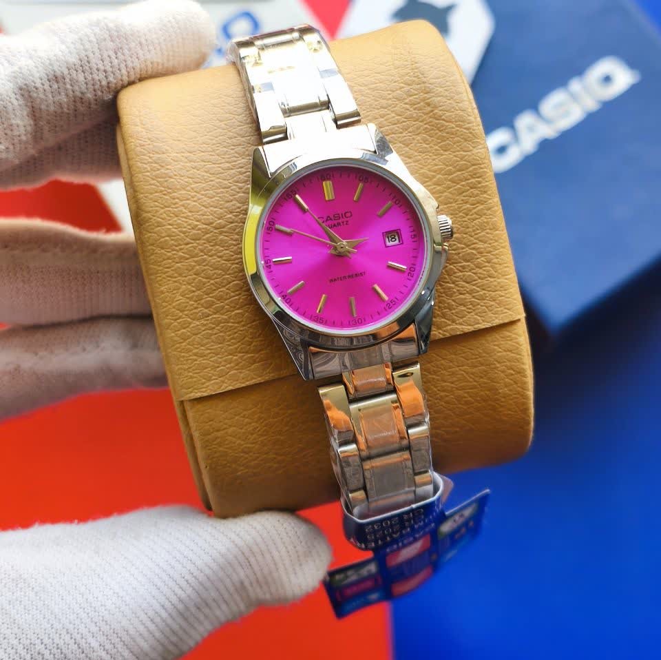 ساعت مچی زنانه کاسیو CASIO موتور ژاپن نقره ای صورتی کد475 + جعبه