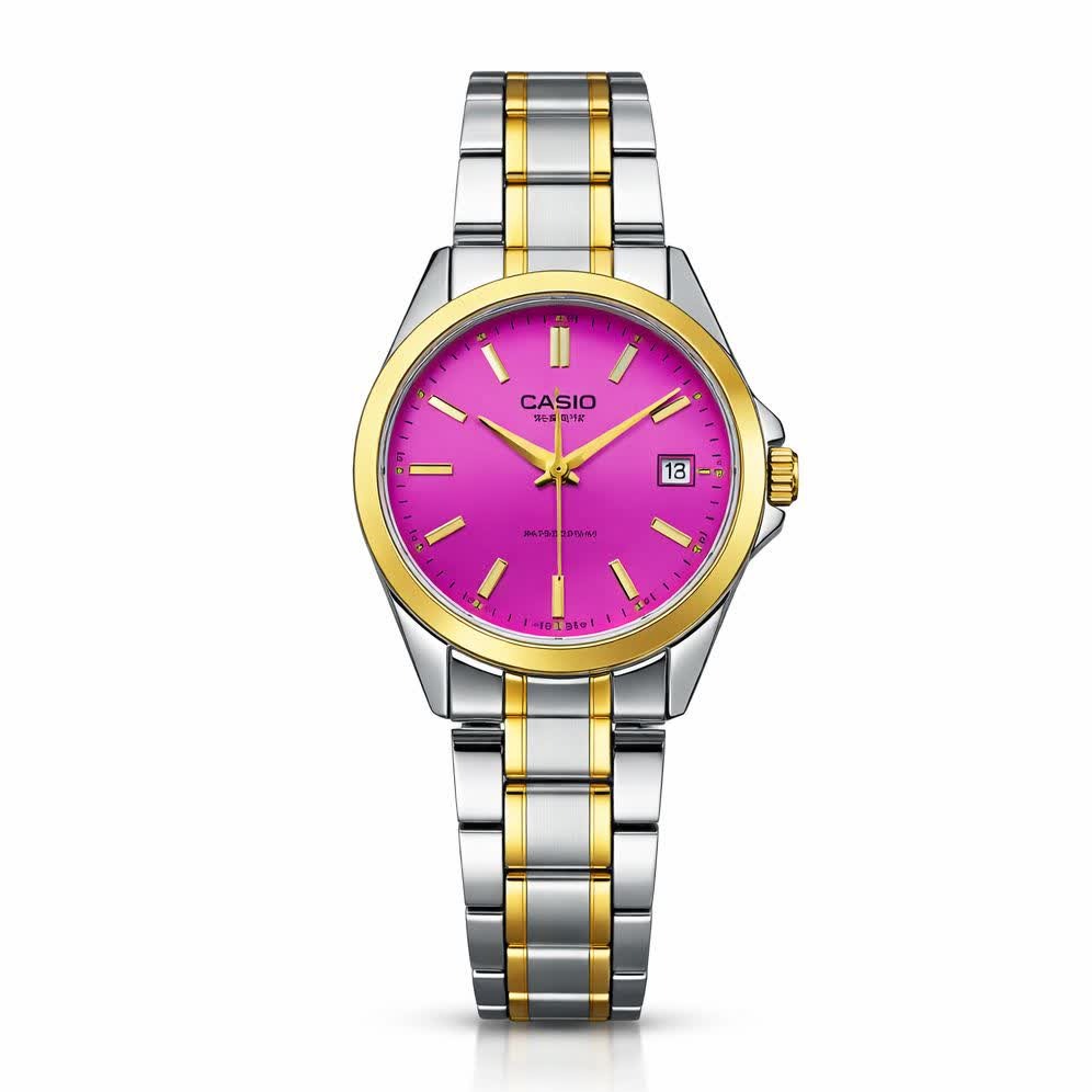 ساعت مچی زنانه کاسیو CASIO موتور ژاپن نقره ای صورتی کد464 + جعبه