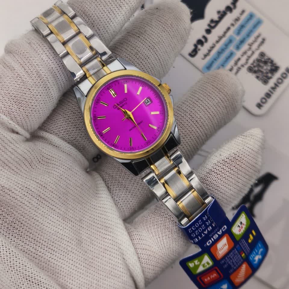 ساعت مچی زنانه کاسیو CASIO موتور ژاپن نقره ای صورتی کد464 + جعبه