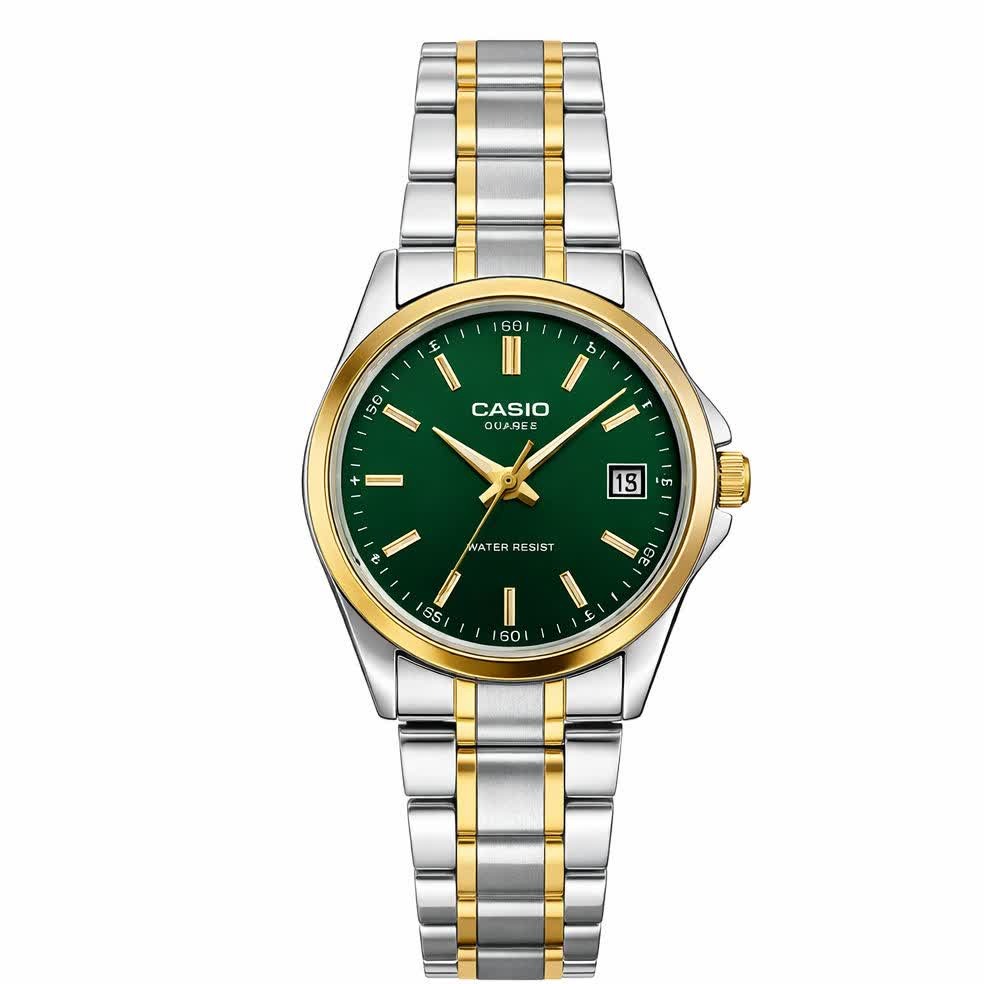 ساعت مچی مردانه کاسیو CASIO موتور ژاپن نقره ای سبز کد463 + جعبه