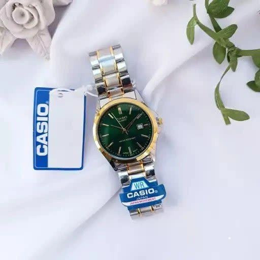 ساعت مچی مردانه کاسیو CASIO موتور ژاپن نقره ای سبز کد463 + جعبه