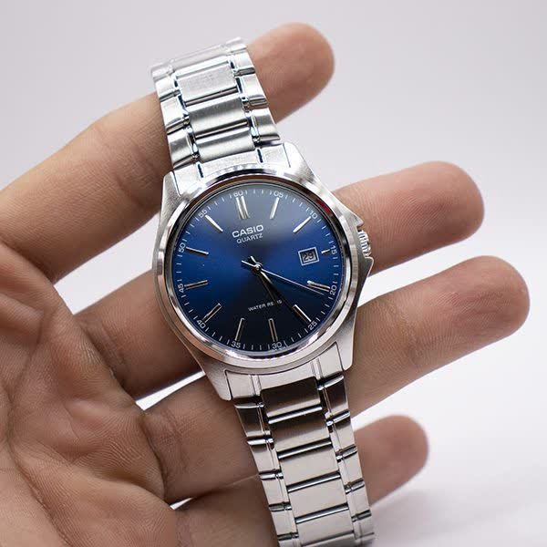 ساعت مچی مردانه کاسیو CASIO موتور ژاپن نقره ای سرمه ای کد462 + جعبه