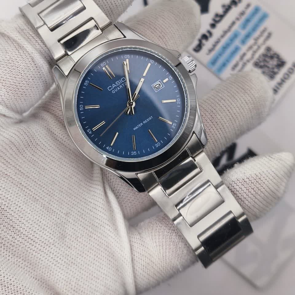 ساعت مچی مردانه کاسیو CASIO موتور ژاپن نقره ای سرمه ای کد462 + جعبه