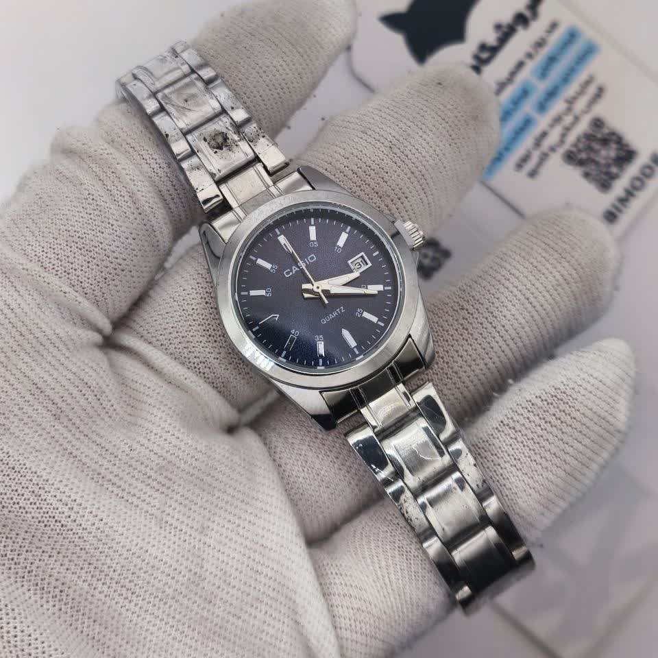 ساعت مچی زنانه کاسیو CASIO نقره ای سرمه ای کد460 + جعبه