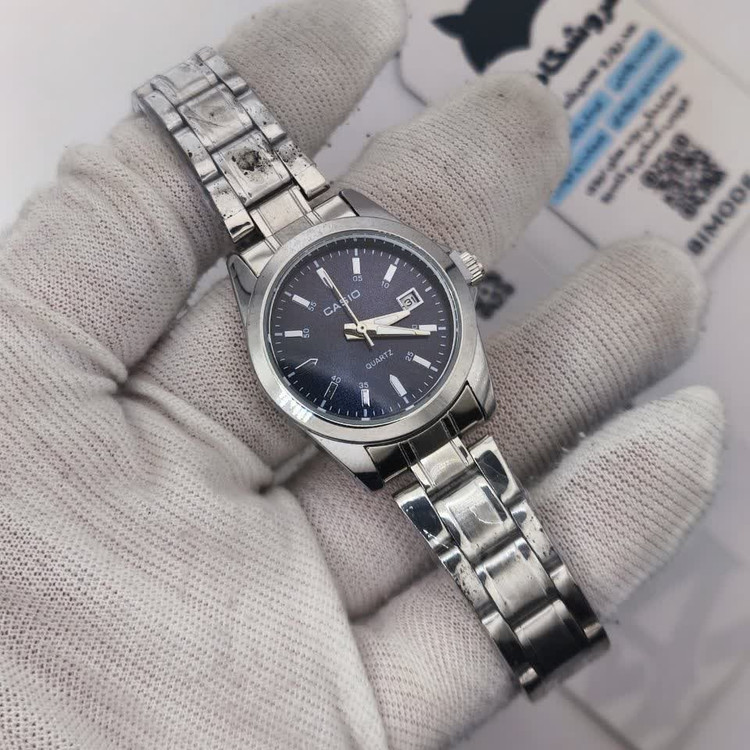 ساعت مچی زنانه کاسیو CASIO نقره ای سرمه ای کد460 + جعبه