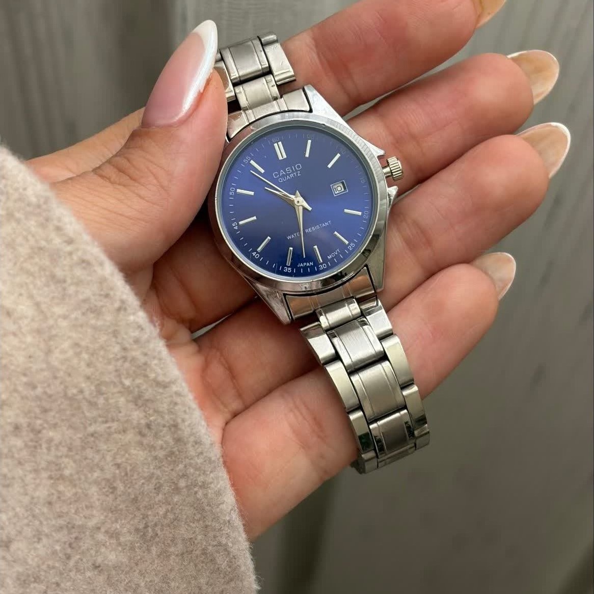 ساعت مچی زنانه کاسیو CASIO نقره ای سرمه ای کد460 + جعبه