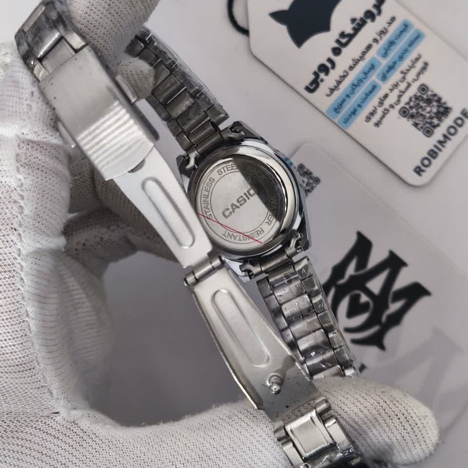 ساعت مچی زنانه کاسیو CASIO نقره ای سرمه ای کد460 + جعبه