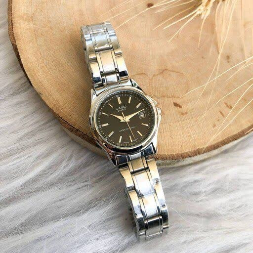 ساعت مچی زنانه کاسیو CASIO نقره ای موتور ژاپن مشکی کد459 + جعبه
