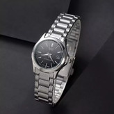 ساعت مچی زنانه کاسیو CASIO نقره ای موتور ژاپن مشکی کد459 + جعبه