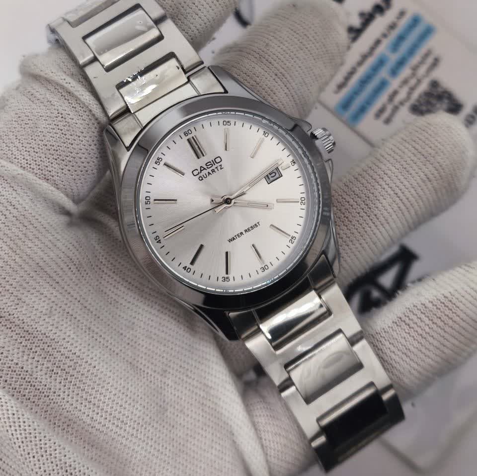 ساعت مچی مردانه کاسیو CASIO موتور ژاپن نقره ای سفید کد458 + جعبه