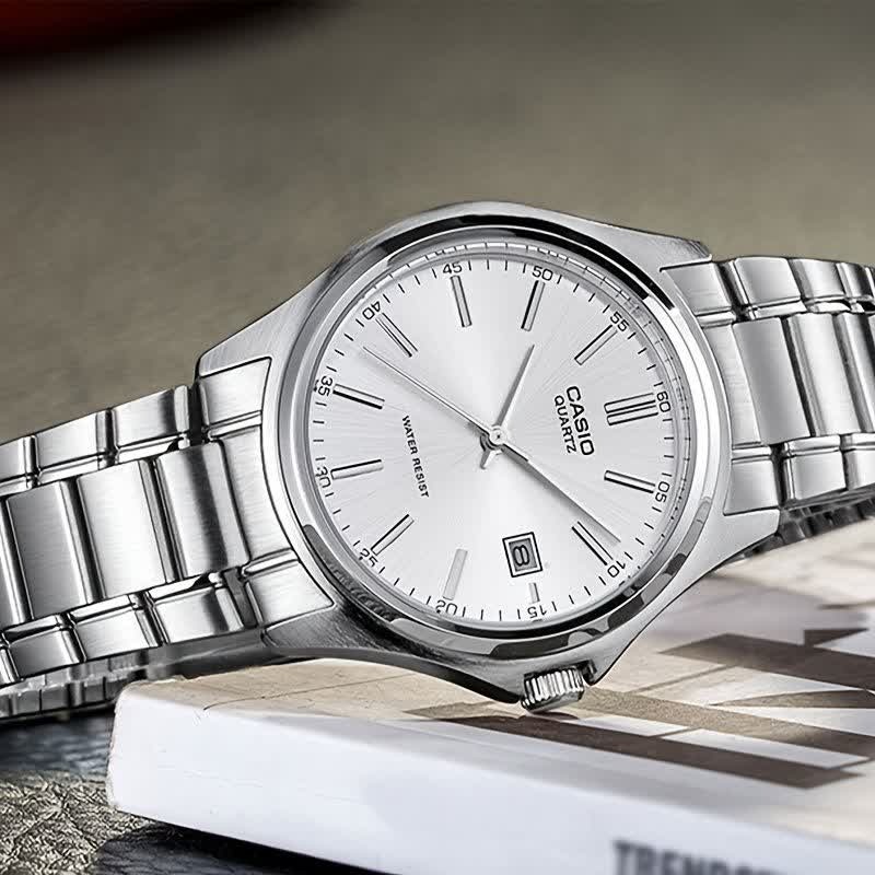 ساعت مچی مردانه کاسیو CASIO موتور ژاپن نقره ای سفید کد458 + جعبه