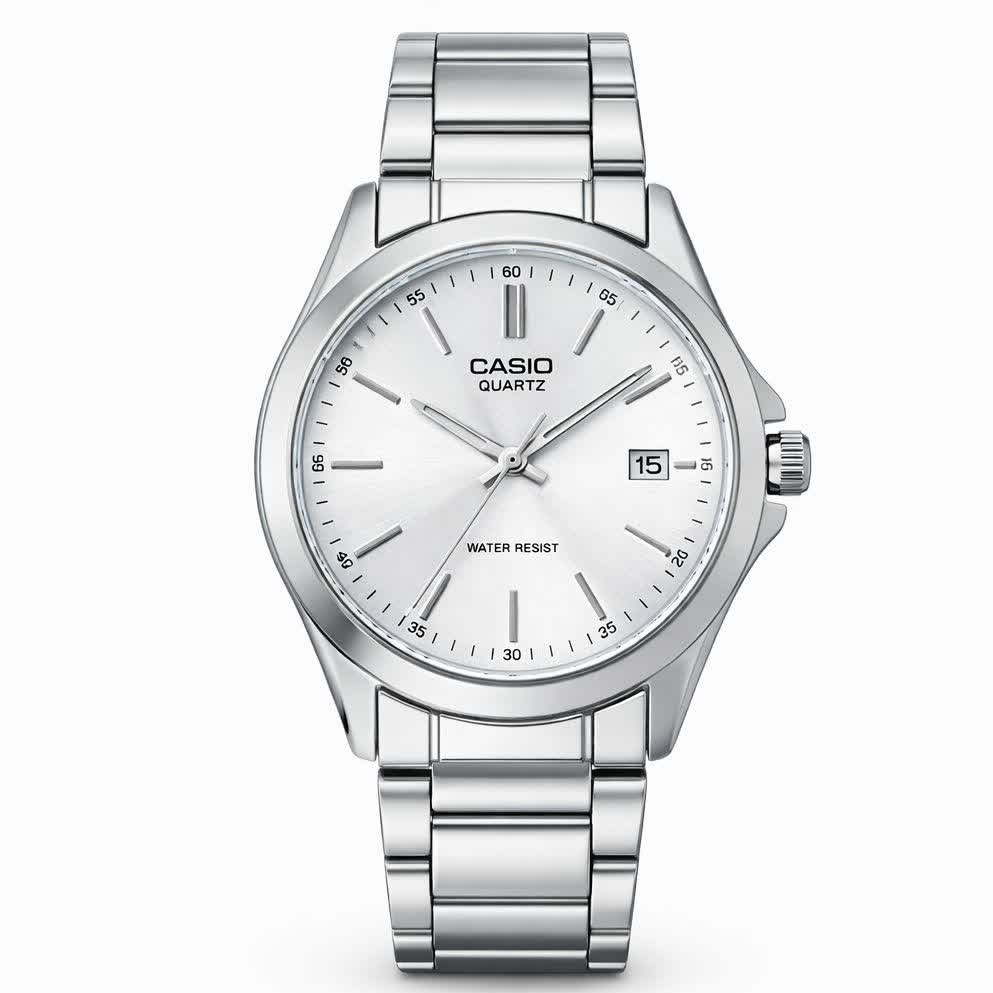 ساعت مچی مردانه کاسیو CASIO موتور ژاپن نقره ای سفید کد458 + جعبه