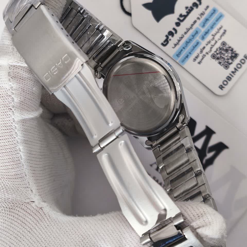 ساعت مچی مردانه کاسیو CASIO موتور ژاپن نقره ای سفید کد458 + جعبه