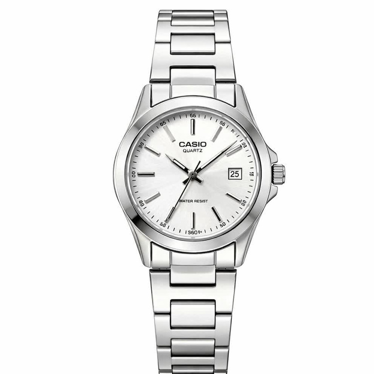 ساعت مچی زنانه کاسیو CASIO موتور ژاپن نقره ای سفید کد458 + جعبه