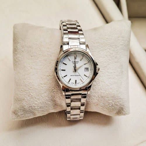 ساعت مچی زنانه کاسیو CASIO موتور ژاپن نقره ای سفید کد458 + جعبه