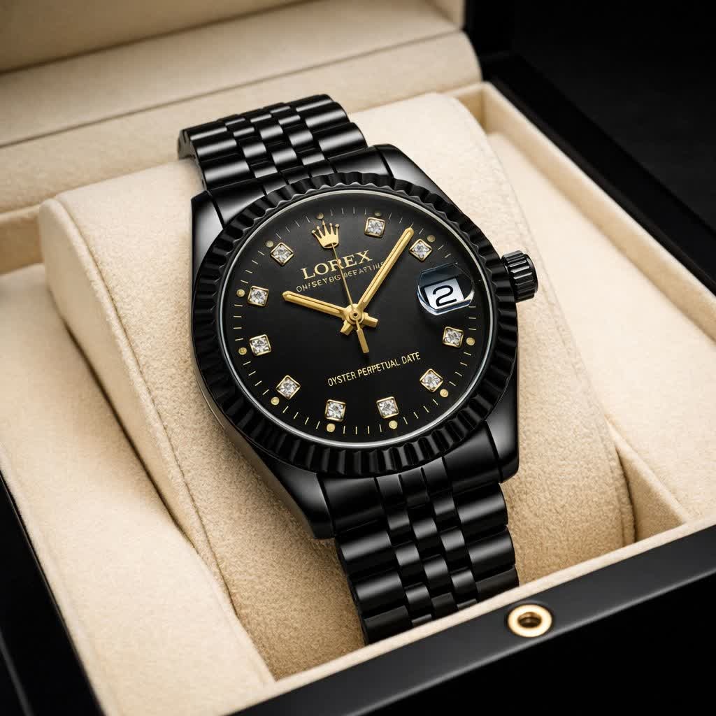 ساعت مچی زنانه رولکس ROLEX فول مشکی درجه یک