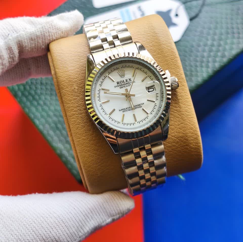 ساعت مچی زنانه رولکس ROLEX نقره ای سفید درجه یک
