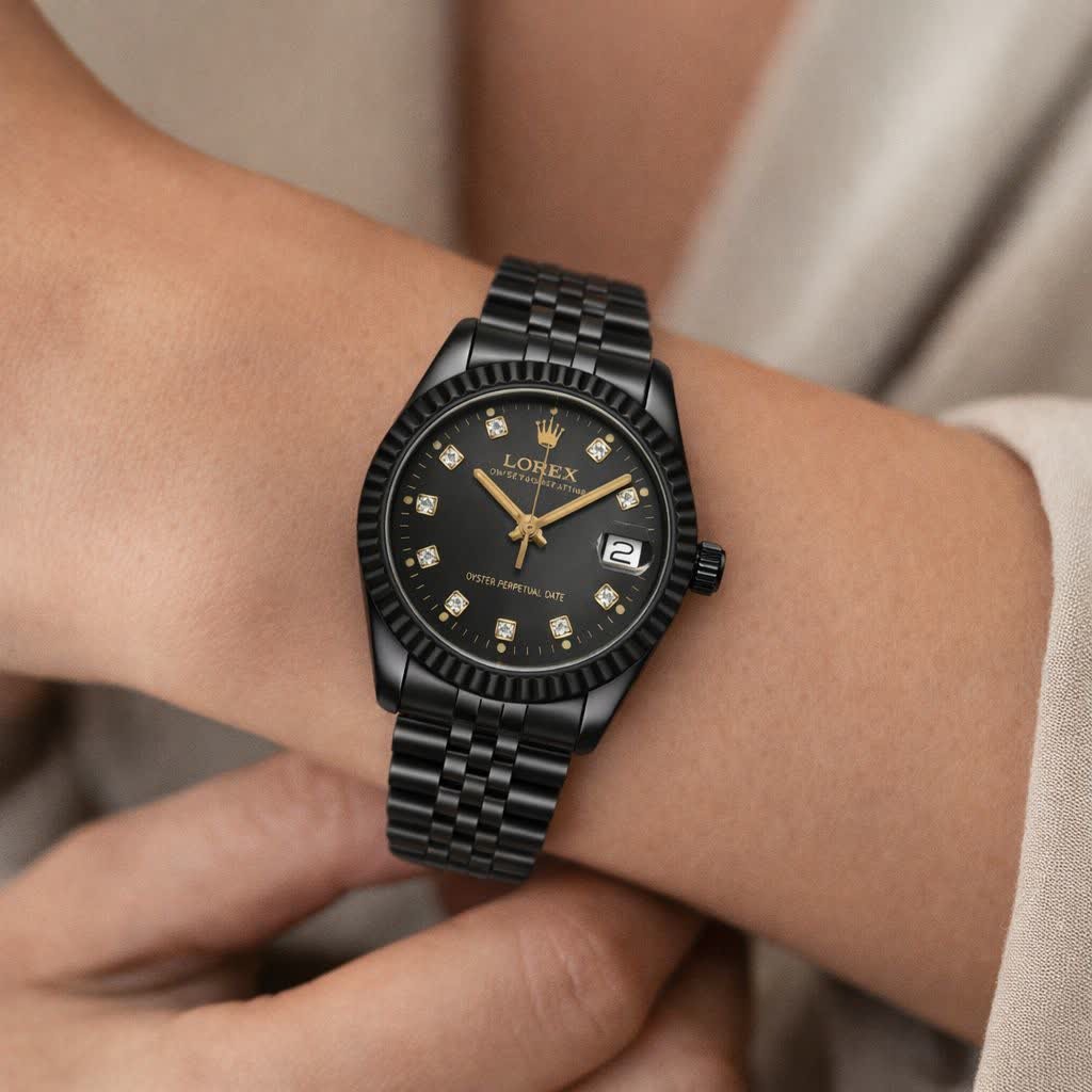 ساعت مچی زنانه رولکس ROLEX فول مشکی درجه یک