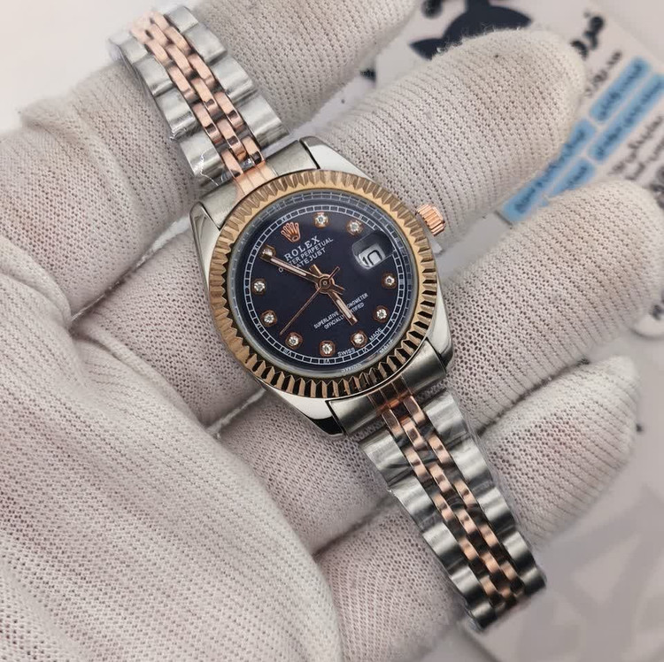 ساعت مچی زنانه رولکس ROLEX صفحه سرمه ای