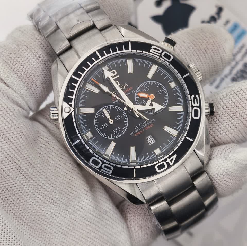ساعت مچی کرنوگراف مردانه اومگا OMEGA ژاپن صفحه مشکی ارجینال