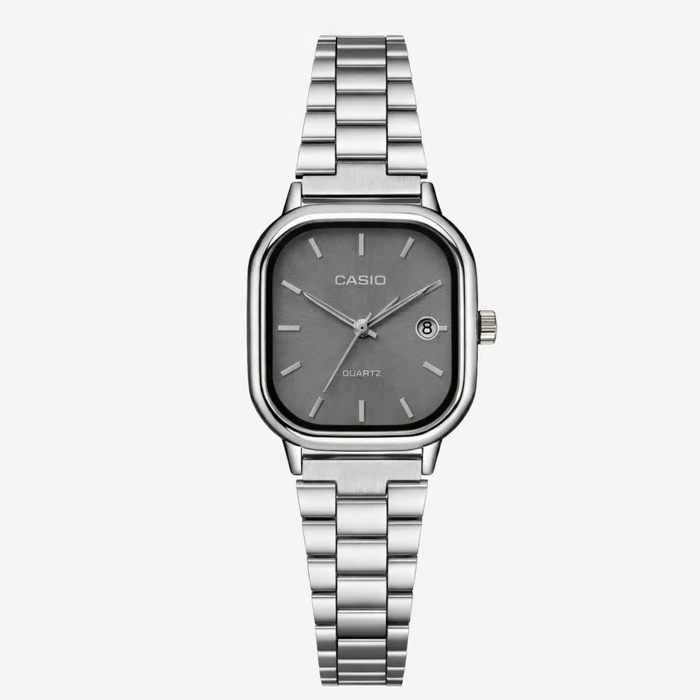 ساعت مچی زنانه کاسیو اولدمانی CASIO موتور ژاپن صفحه خاکستری