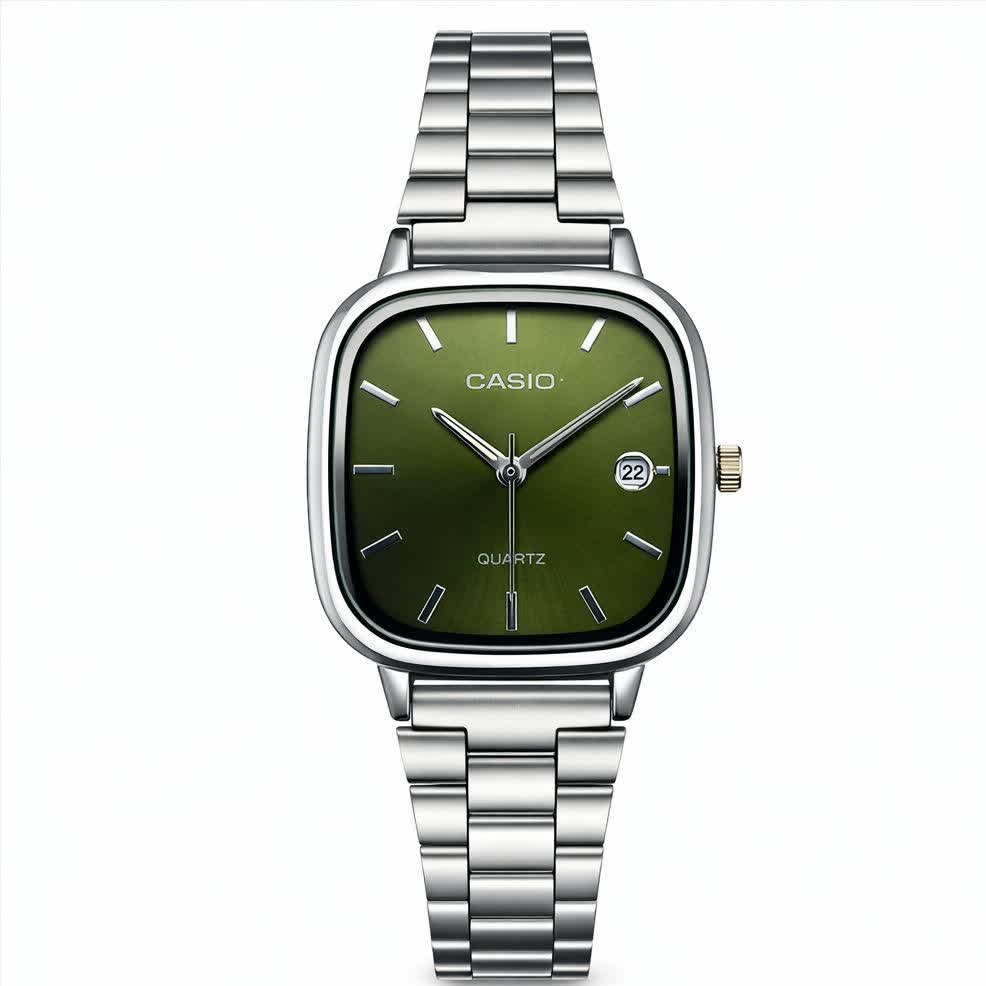 ساعت مچی مردانه کاسیو اولدمانی CASIO موتور ژاپن صفحه سبز