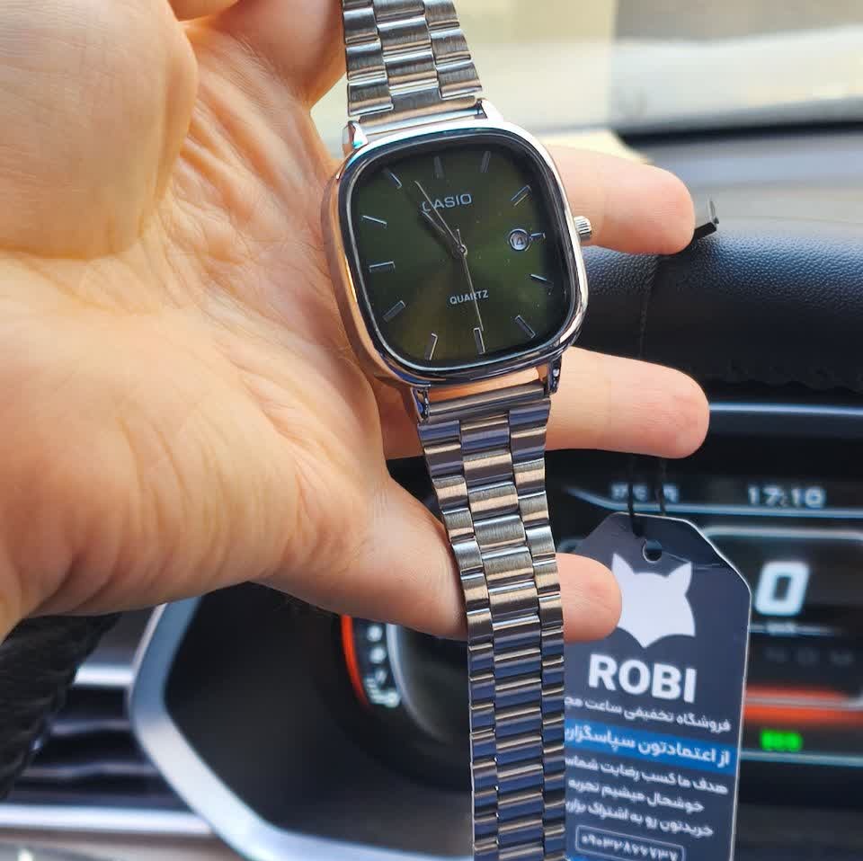 ساعت مچی مردانه کاسیو اولدمانی CASIO موتور ژاپن صفحه سبز