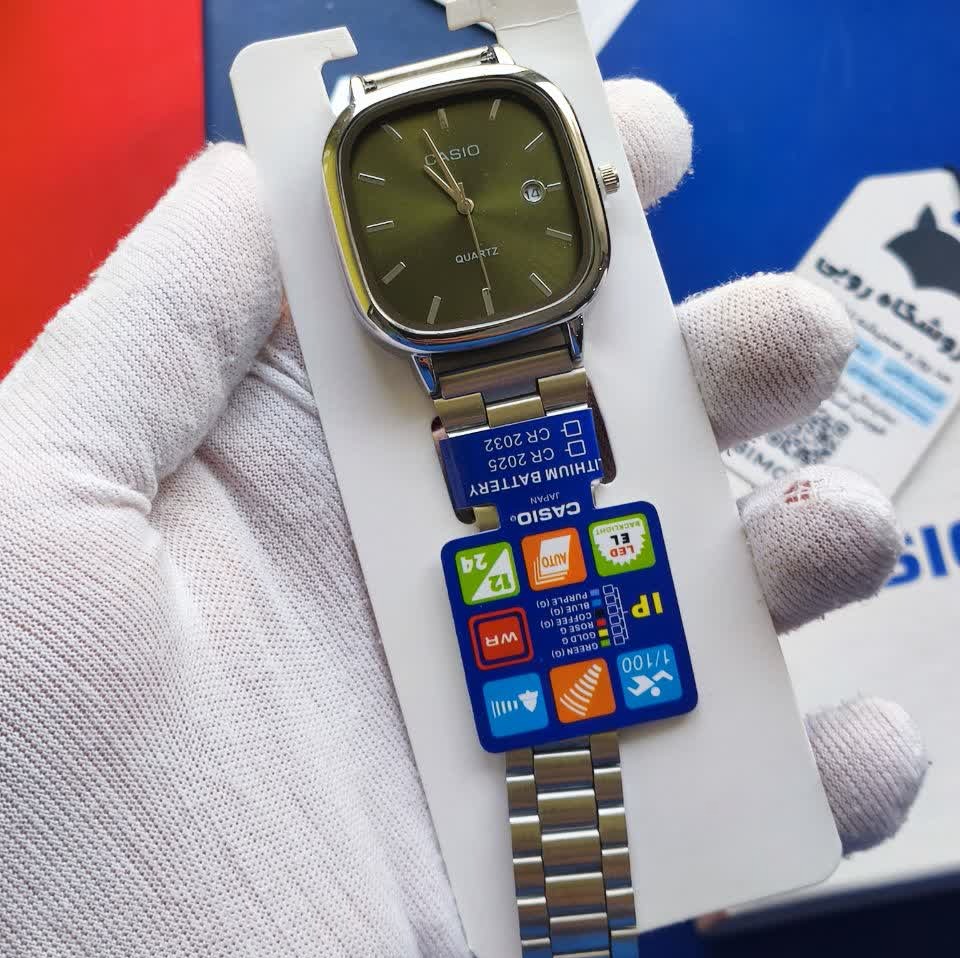 ساعت مچی مردانه کاسیو اولدمانی CASIO موتور ژاپن صفحه سبز